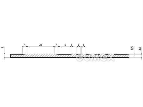 D70 A608, 3mm, Breite 1400mm, 70°ShA, Hammermuster, NR-SBR-NBR, -20°C/+70°C, grau, 